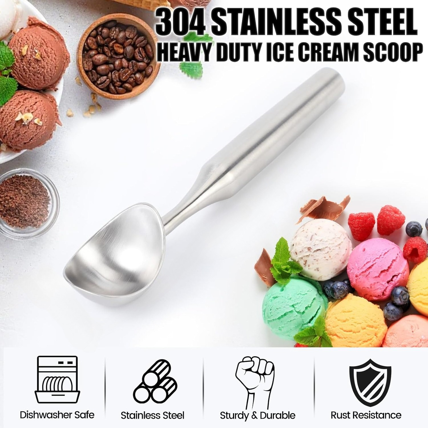 Ice Pick Pick - 304 Stainless Steel Ice Cream Scoop,