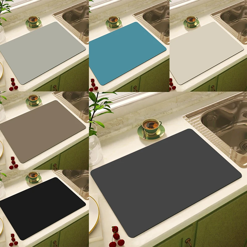 Bar Mat Rubber - VIKAMA Simple Solid Color Tableware Draining