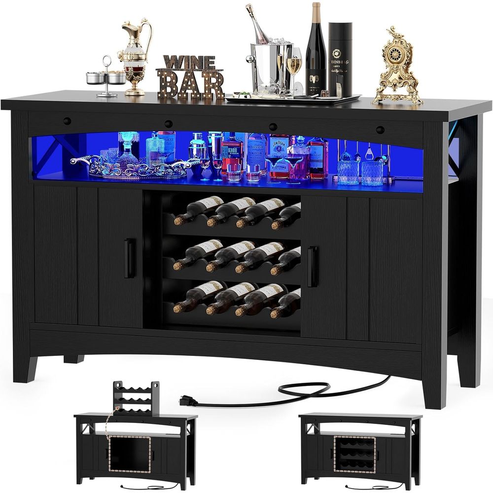 LED-Illuminated Home Wine Bar  - Home Bar And Cabinet ulasan dan harga
