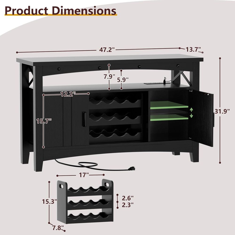 LED-Illuminated Home Wine Bar  - Home Bar And Cabinet ulasan dan harga