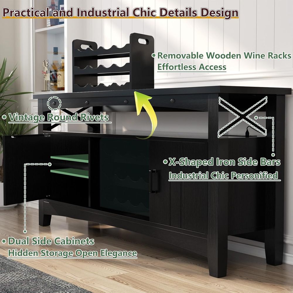 LED-Illuminated Home Wine Bar  - Home Bar And Cabinet ulasan dan harga