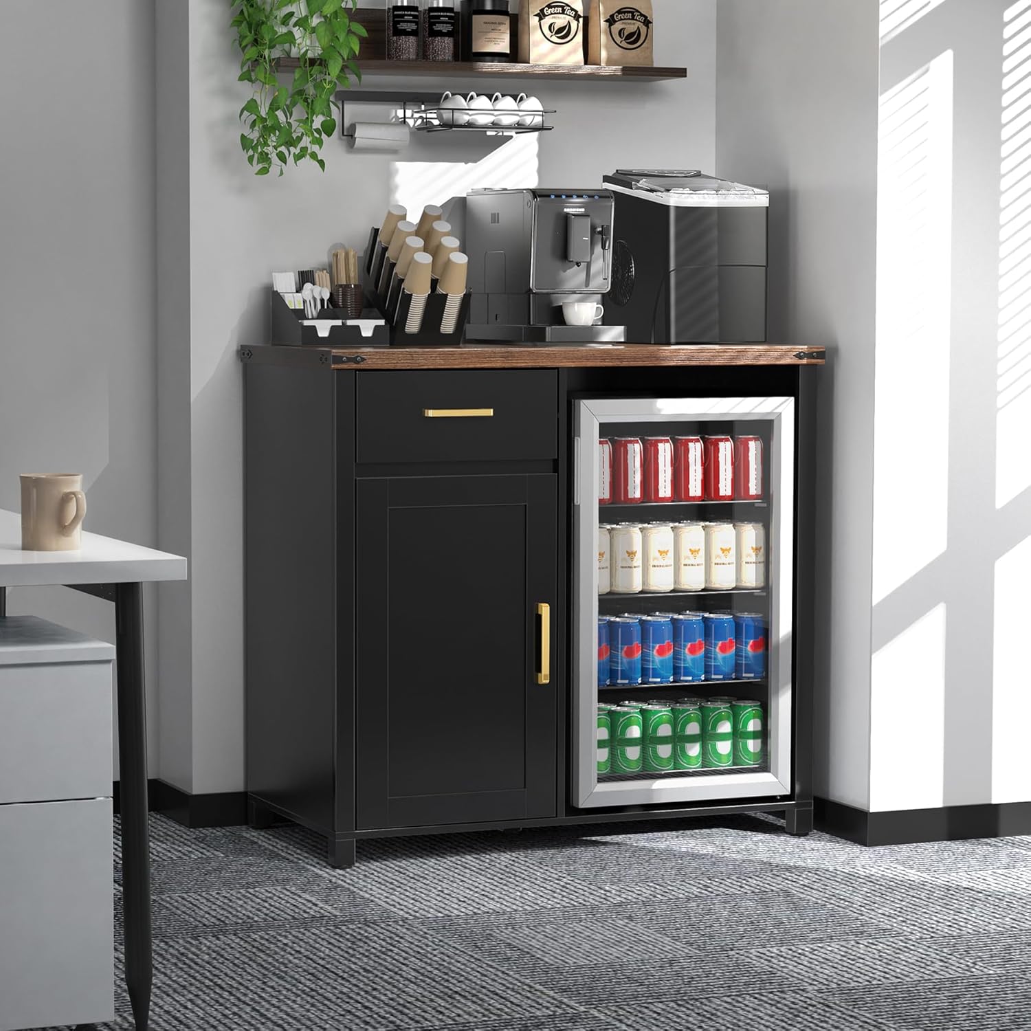 Coffee Bar Cabinet with Mini F - Home Bar And Fridge ulasan dan harga