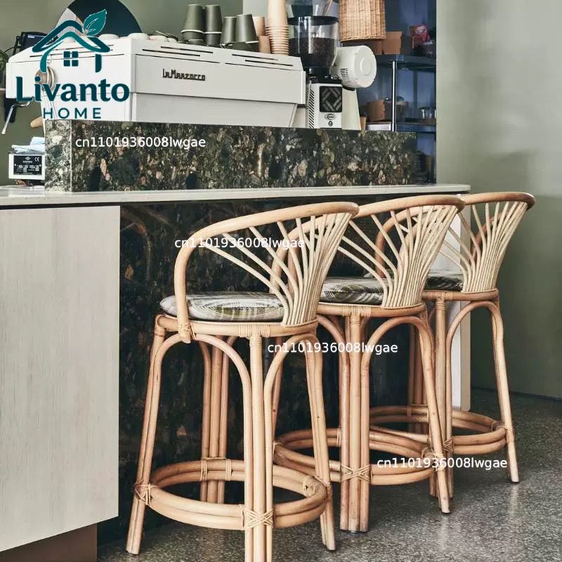 Natural Rattan Bar Stools with - Home Bar Seating ulasan dan harga