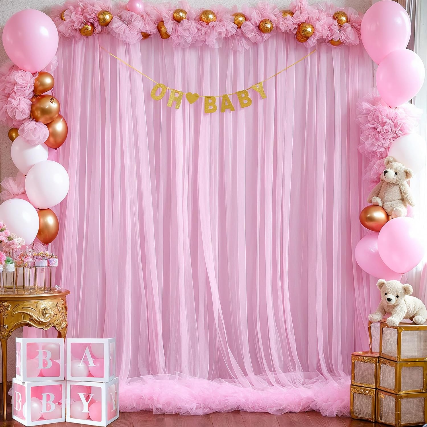 Pink Tulle Backdrop Curtain fo - Home Bargains ulasan dan harga