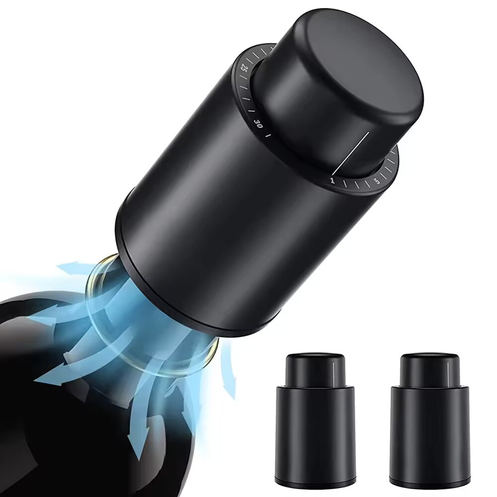 Black Vacuum-Sealed Wine Bottl - Wine Preservation Pump ulasan dan harga