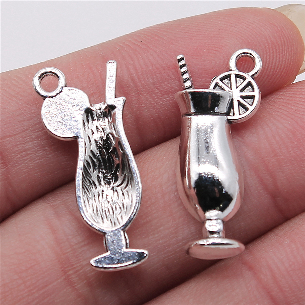 4pcs 12x28mm Antique Silver Co - Old Fashioned Glass ulasan dan harga