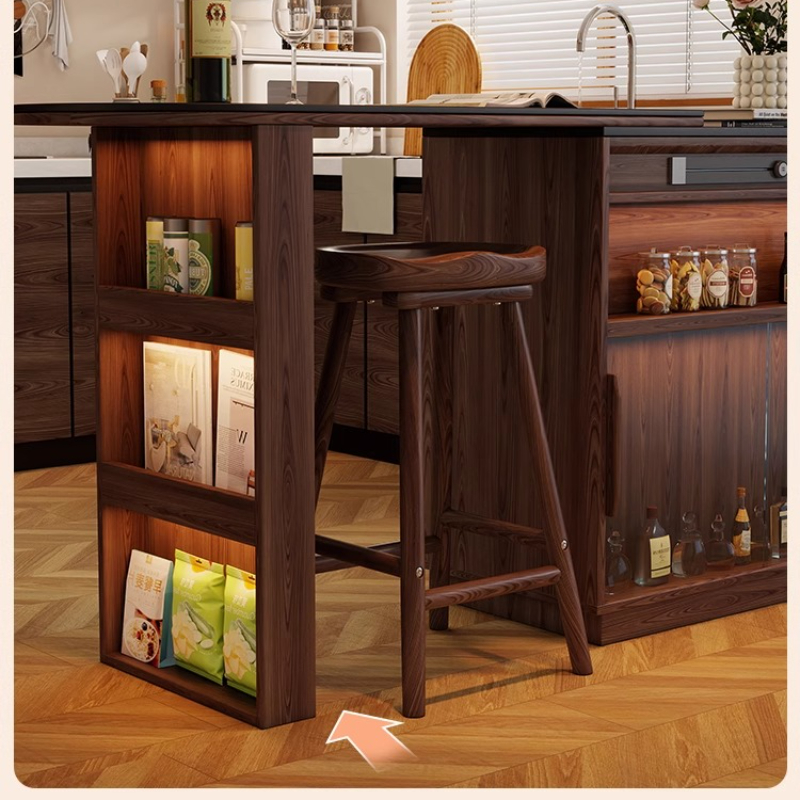 Solid Wood Curved Bar Stool Hi - Home Bar Seating ulasan dan harga