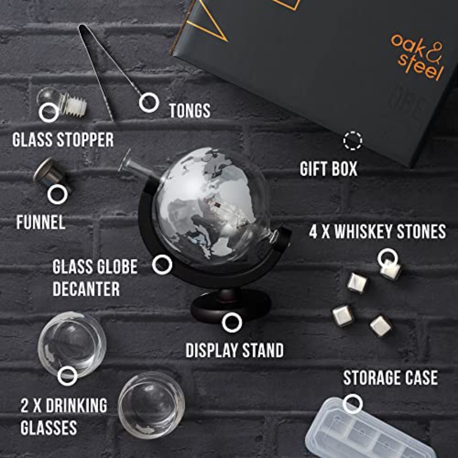 Oak Steel - 50 Oz Globe Whiske - Decanter Globe Set ulasan dan harga