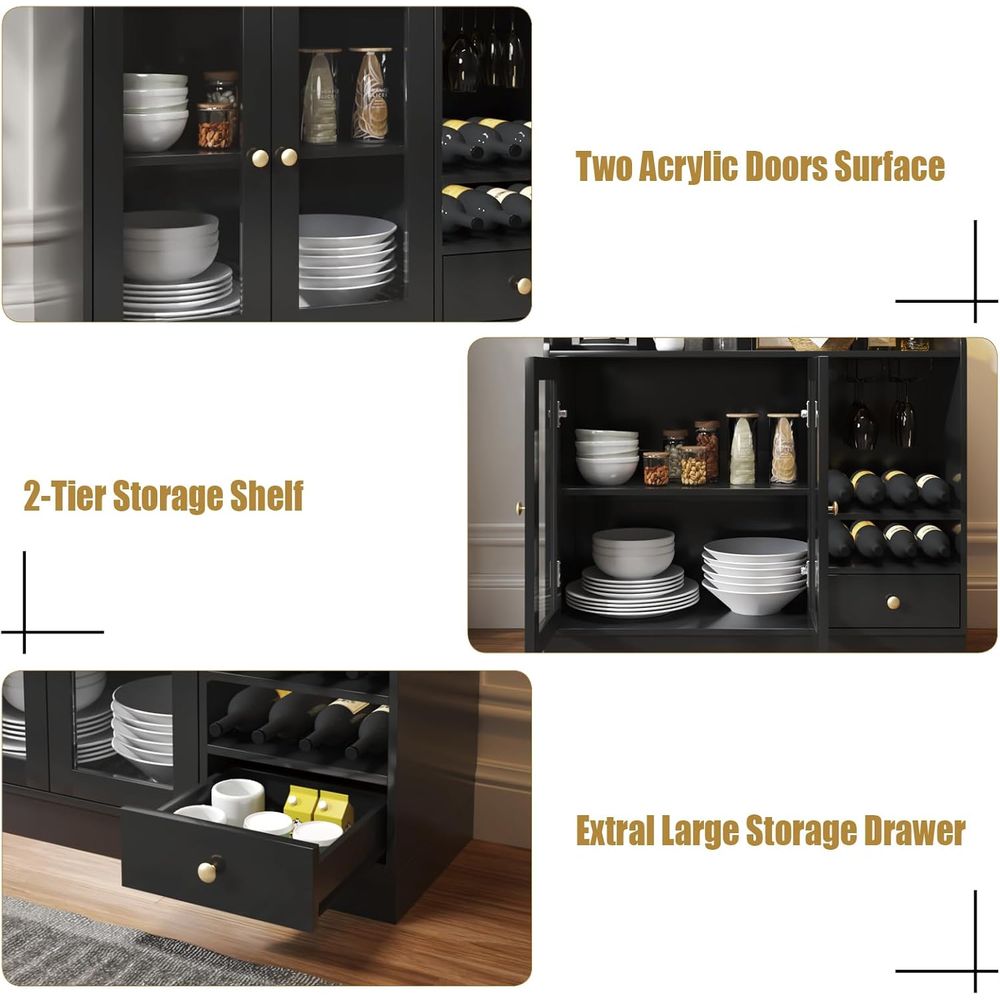 Tempered Acrylic Door Wine Bar - Home Bar And Cabinet ulasan dan harga