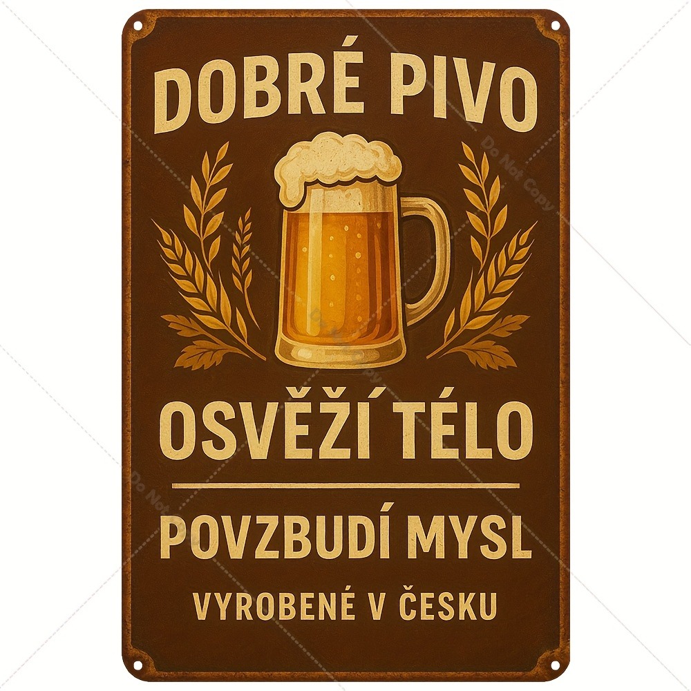 Vintage Czech Beer Metal Sign  - Home Bar Accessories ulasan dan harga