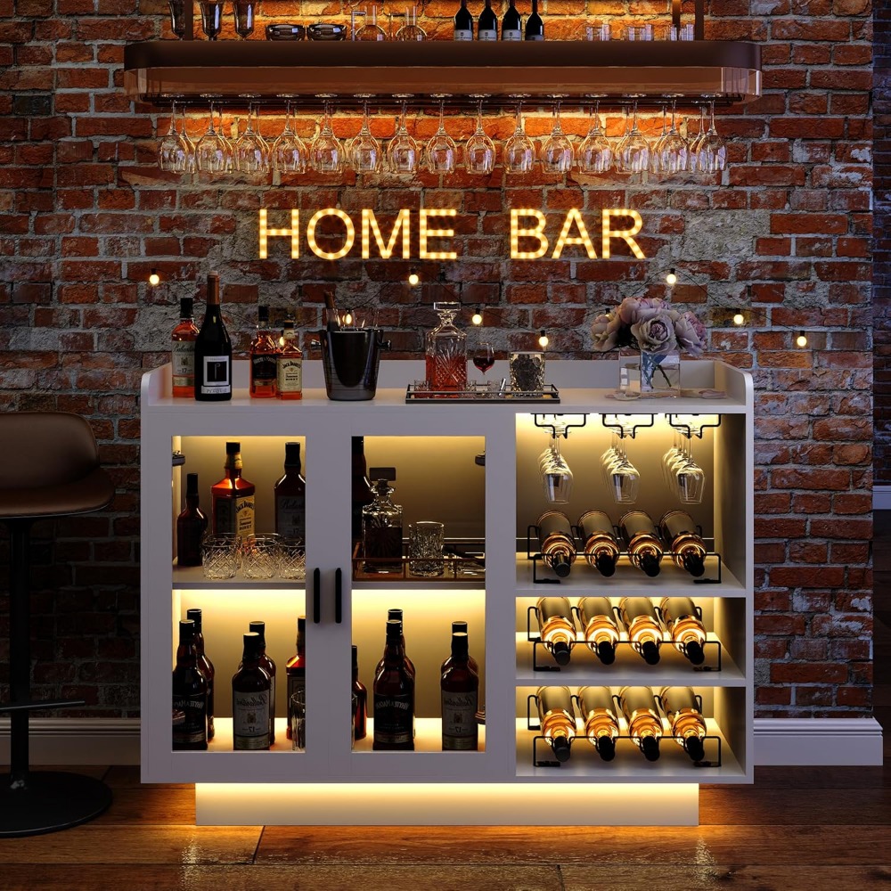 Wine Bar Cabinet with LED Ligh - Home Bar And Cabinet ulasan dan harga