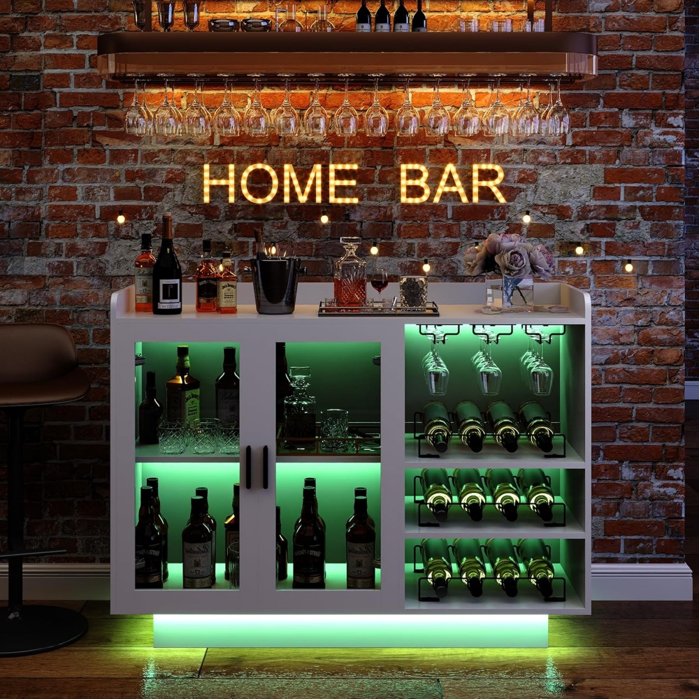 Wine Bar Cabinet with LED Ligh - Home Bar And Cabinet ulasan dan harga