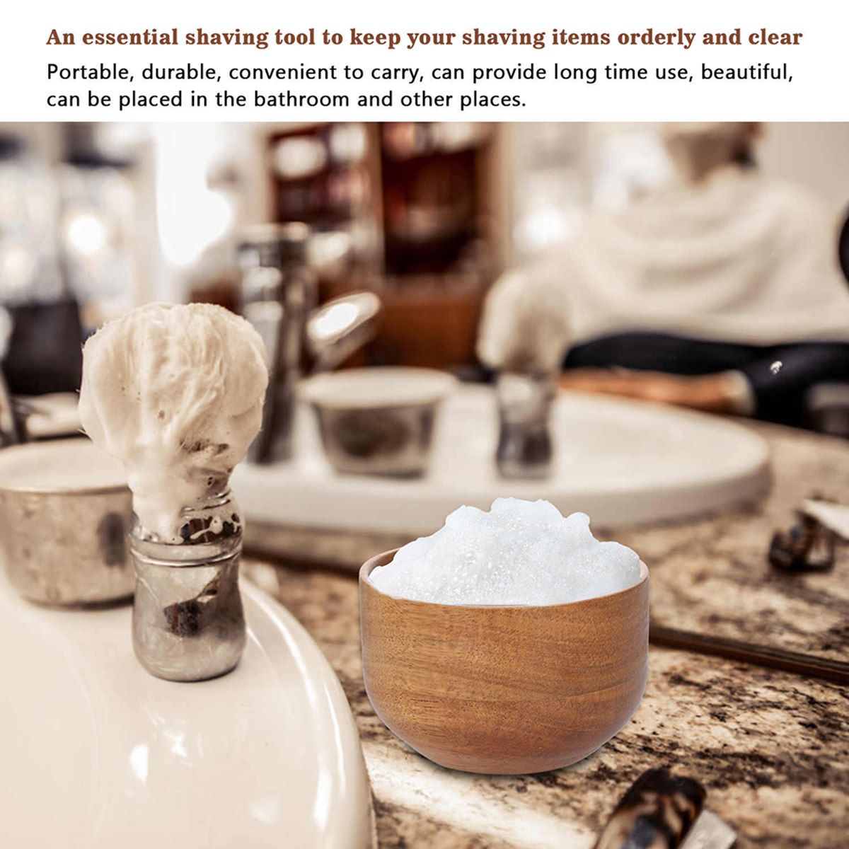Wooden Men Shaving Bowl Light  - Home Barber ulasan dan harga