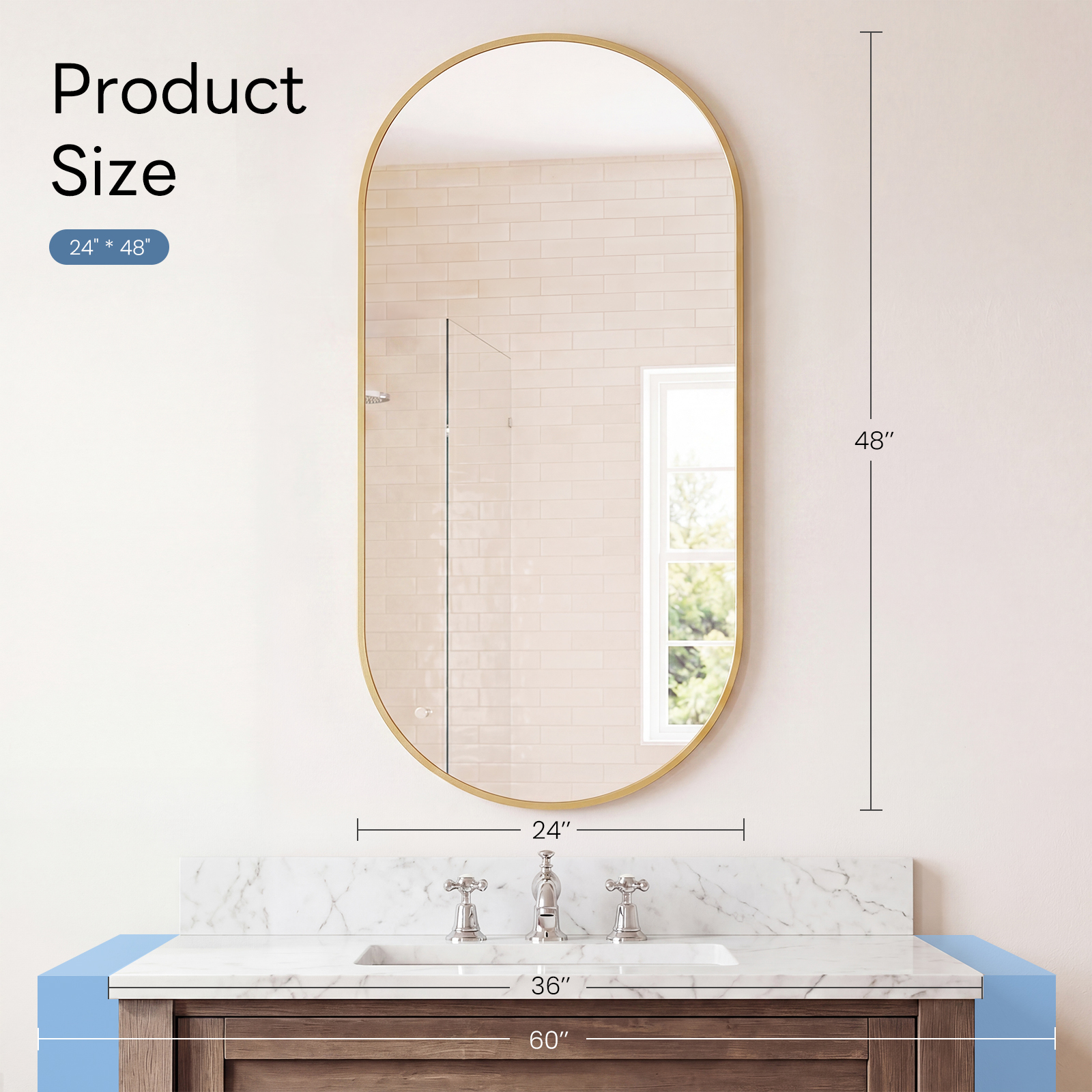 JHK Oval Wall Mirror with Meta - Home Bargains ulasan dan harga