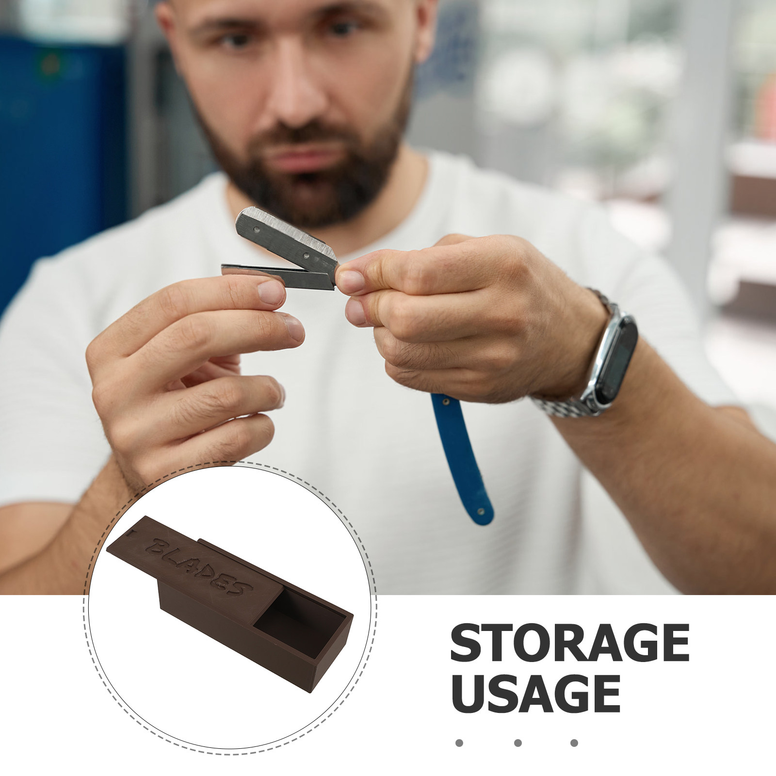 Brown Plastic Blade Storage Ca - Home Barber ulasan dan harga