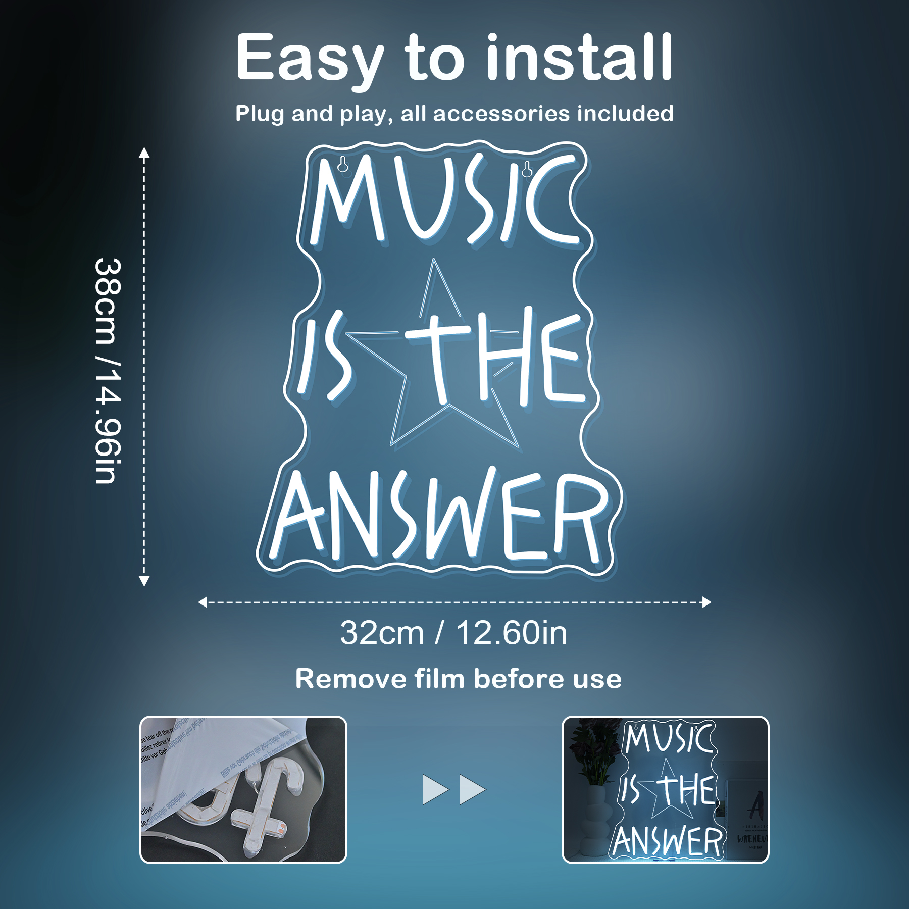 Music Is The Answer Neon Sign  - Home Bar Word ulasan dan harga