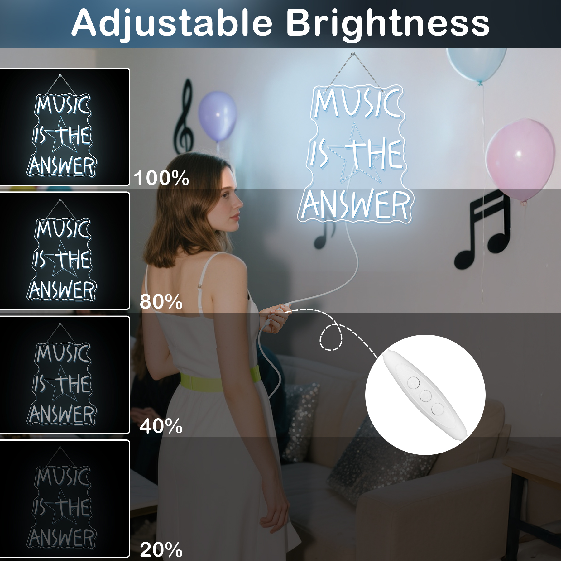 Music Is The Answer Neon Sign  - Home Bar Word ulasan dan harga
