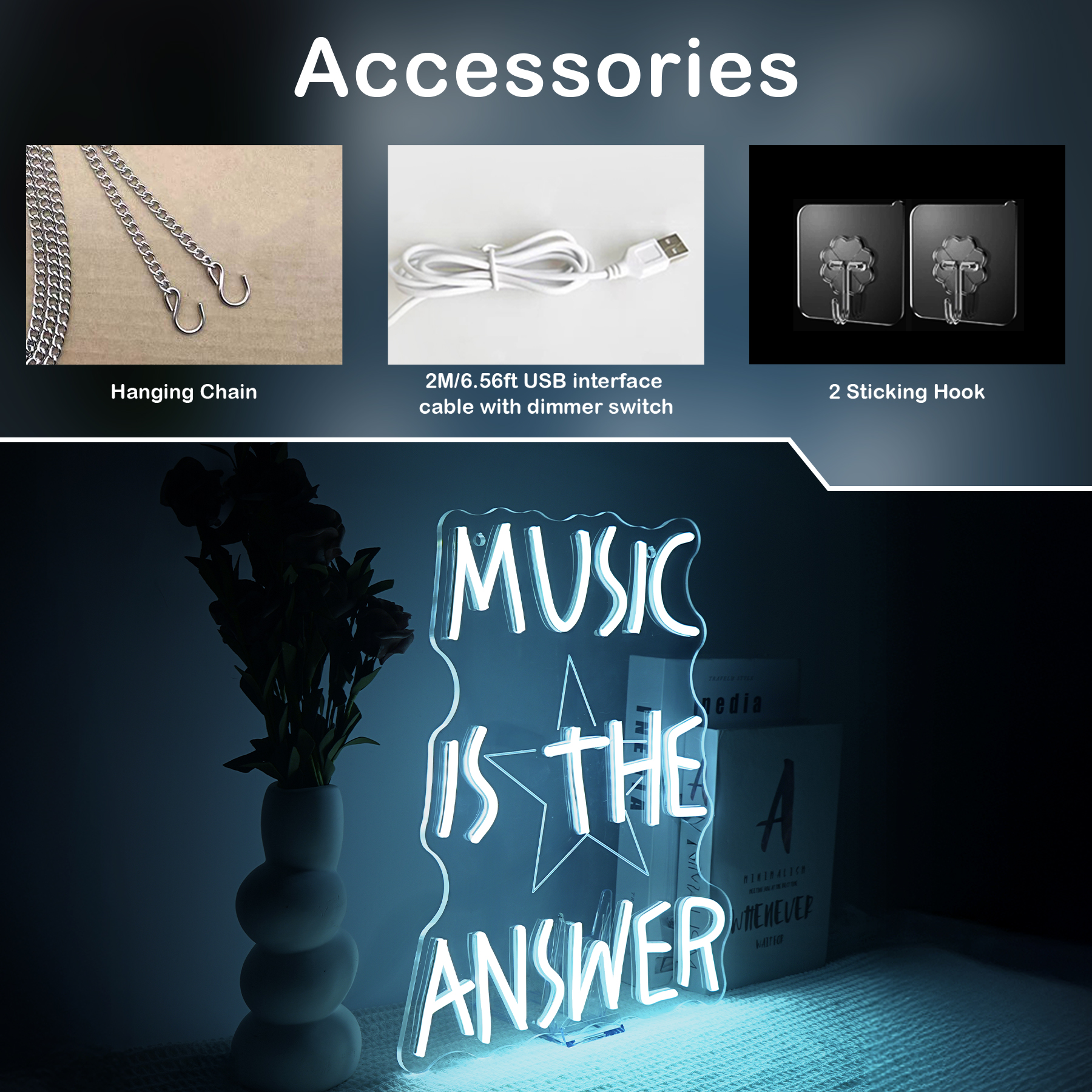 Music Is The Answer Neon Sign  - Home Bar Word ulasan dan harga