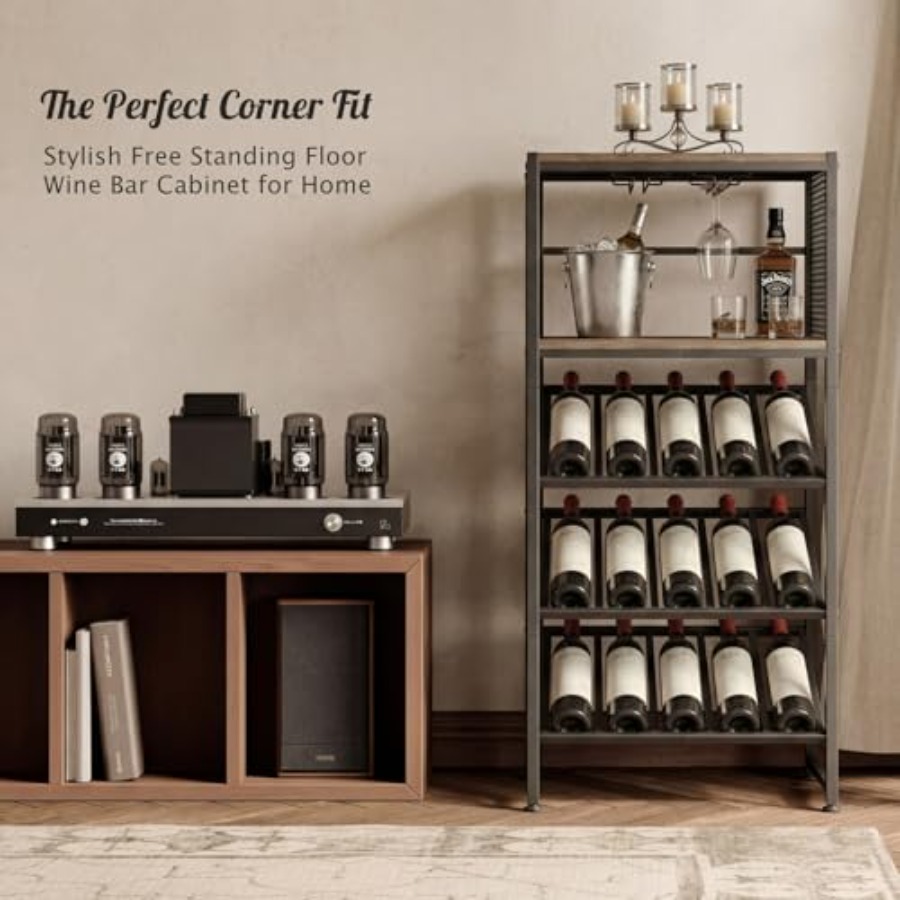 Corner Wine Rack with Glass Ho - Home Bar And Cabinet ulasan dan harga
