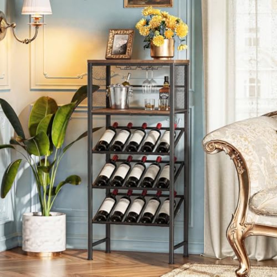Corner Wine Rack with Glass Ho - Home Bar And Cabinet ulasan dan harga