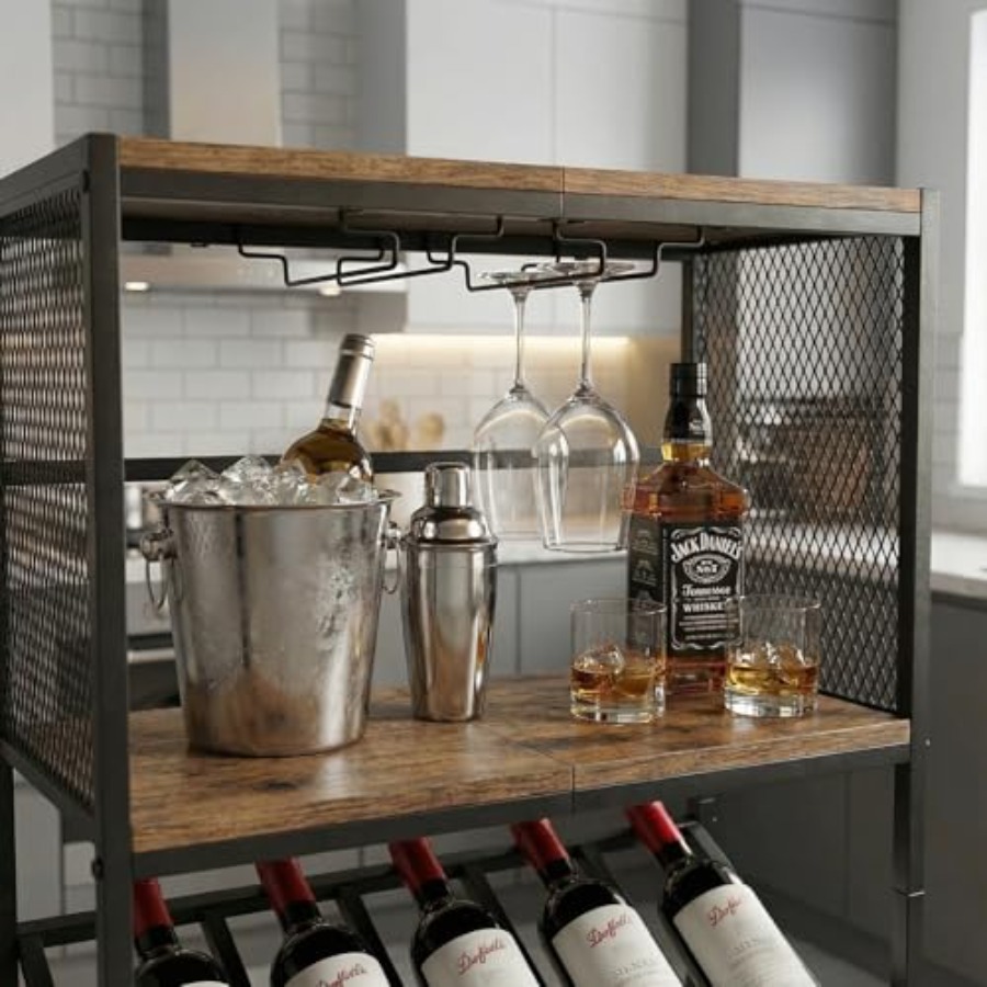 Corner Wine Rack with Glass Ho - Home Bar And Cabinet ulasan dan harga