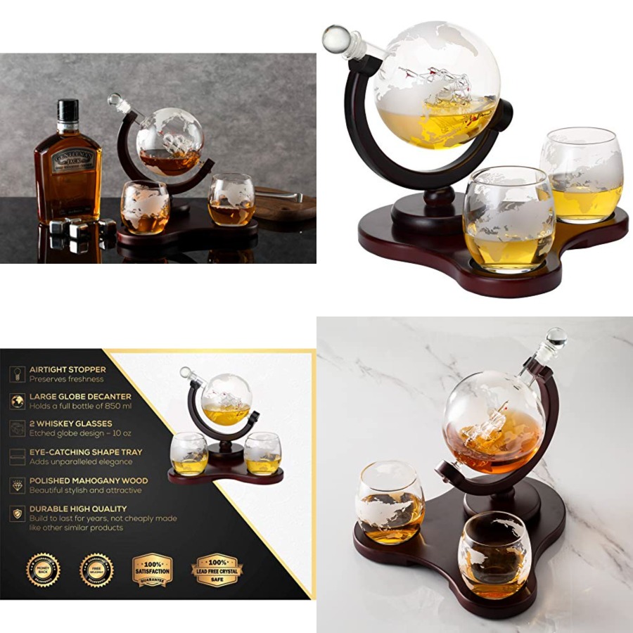 Whiskey Globe Decanter Set wit - Decanter Globe Set ulasan dan harga