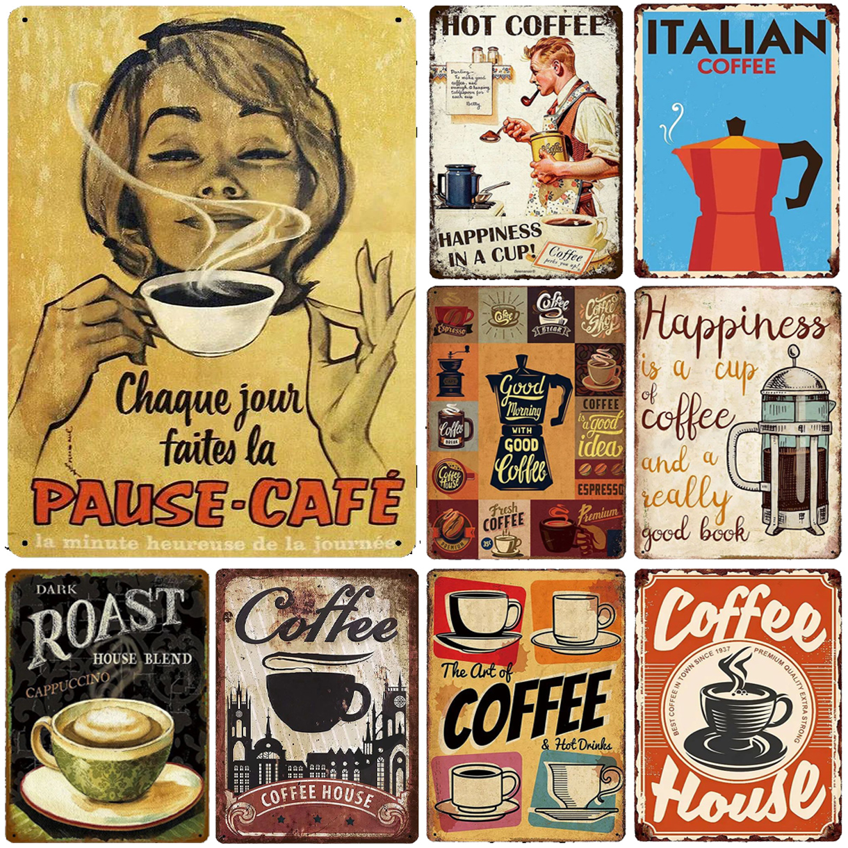 Metal Tin Signs Italian Coffee - Home Bar And Coffee ulasan dan harga